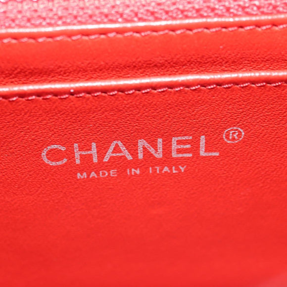 CHANEL Chain Mini Matelasse 19 Bag Lamb Skin Red Silver CC Auth 179620SAV