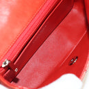 CHANEL Chain Mini Matelasse 19 Bag Lamb Skin Red Silver CC Auth 179620SAV-19