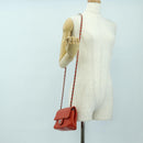 CHANEL Chain Mini Matelasse 19 Bag Lamb Skin Red Silver CC Auth 179620SAV-27