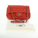 CHANEL Chain Mini Matelasse 19 Bag Lamb Skin Red Silver CC Auth 179620SAV-28