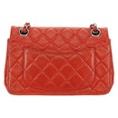 CHANEL Chain Mini Matelasse 19 Bag Lamb Skin Red Silver CC Auth 179620SAV-3