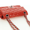 CHANEL Chain Mini Matelasse 19 Bag Lamb Skin Red Silver CC Auth 179620SAV-6