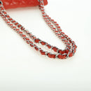 CHANEL Chain Mini Matelasse 19 Bag Lamb Skin Red Silver CC Auth 179620SAV-7