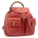 GUCCI Bamboo Backpack Leather Red Gold 000 2023 0016 Auth 179624-1