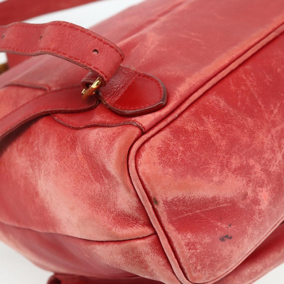 GUCCI Bamboo Backpack Leather Red Gold 000 2023 0016 Auth 179624