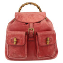 GUCCI Bamboo Backpack Leather Red Gold 000 2023 0016 Auth 179624-13
