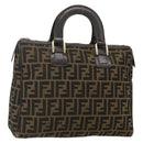 FENDI Zucca Canvas Hand Bag Brown Black Auth 179625-1