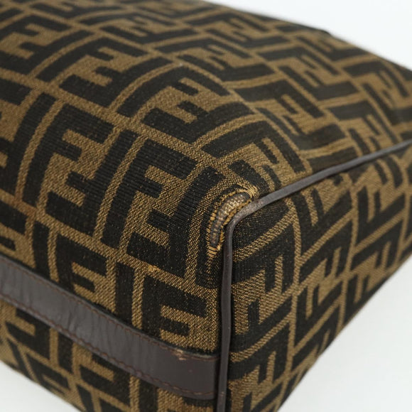 FENDI Zucca Canvas Hand Bag Brown Black Auth 179625