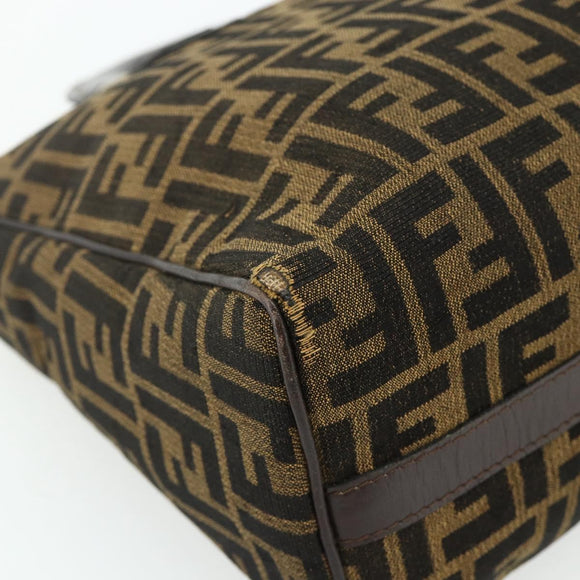 FENDI Zucca Canvas Hand Bag Brown Black Auth 179625