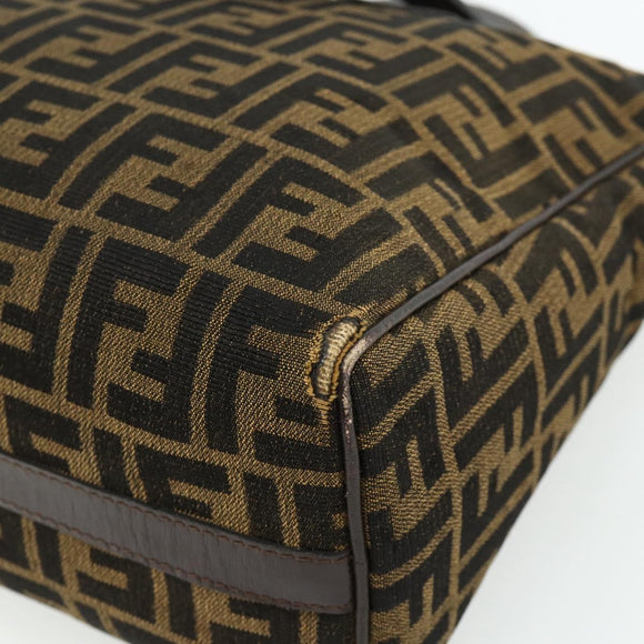 FENDI Zucca Canvas Hand Bag Brown Black Auth 179625