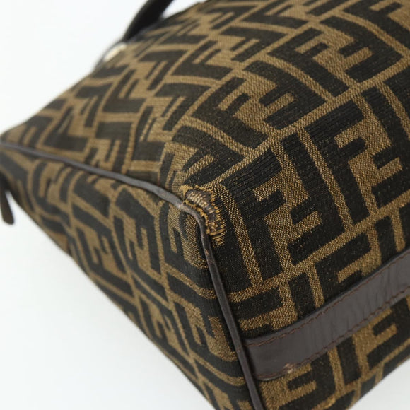 FENDI Zucca Canvas Hand Bag Brown Black Auth 179625