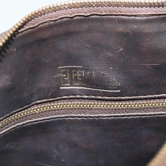 FENDI Zucca Canvas Hand Bag Brown Black Auth 179625