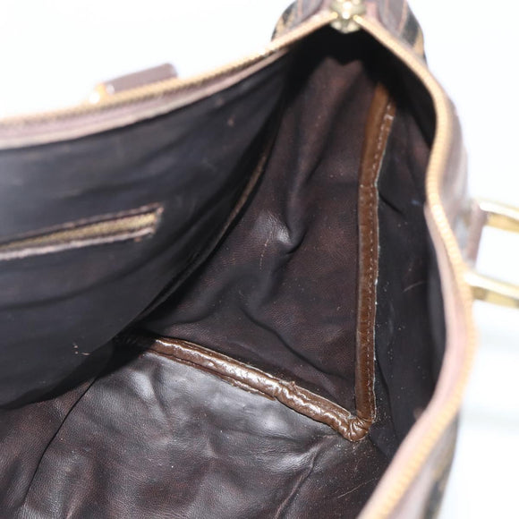 FENDI Zucca Canvas Hand Bag Brown Black Auth 179625