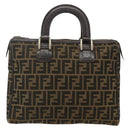 FENDI Zucca Canvas Hand Bag Brown Black Auth 179625-13