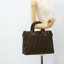 FENDI Zucca Canvas Hand Bag Brown Black Auth 179625-21