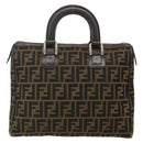 FENDI Zucca Canvas Hand Bag Brown Black Auth 179625-2
