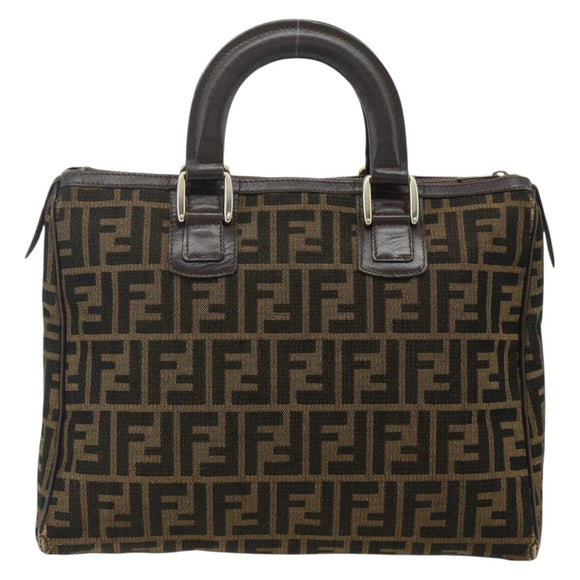 FENDI Zucca Canvas Hand Bag Brown Black Auth 179625