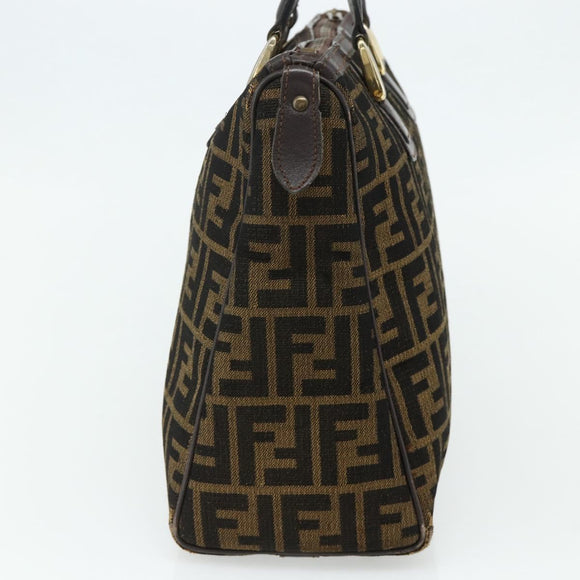 FENDI Zucca Canvas Hand Bag Brown Black Auth 179625