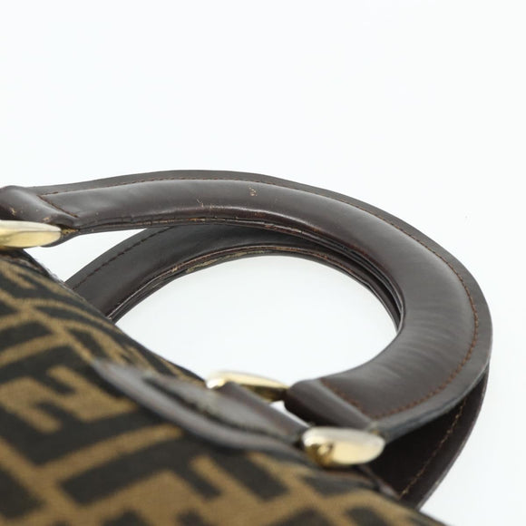 FENDI Zucca Canvas Hand Bag Brown Black Auth 179625