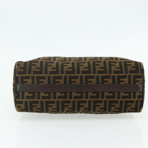 FENDI Zucca Canvas Hand Bag Brown Black Auth 179625