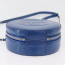 CHANEL Matelasse Chain Shoulder Bag Patent leather Blue Silver CC Auth 179626SAM-5