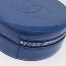 CHANEL Matelasse Chain Shoulder Bag Patent leather Blue Silver CC Auth 179626SAM-17