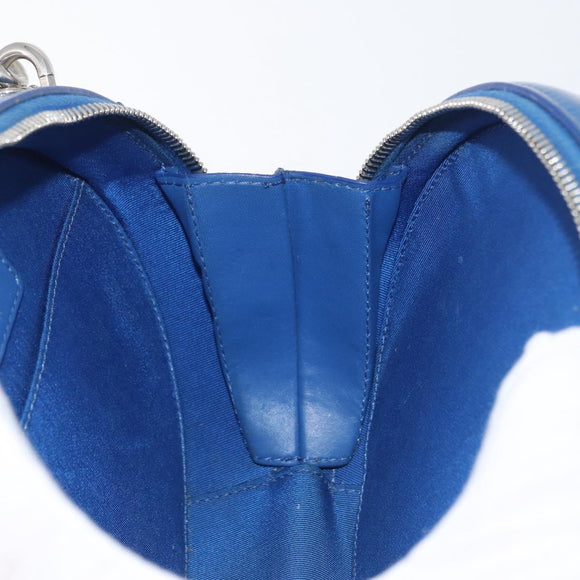 CHANEL Matelasse Chain Shoulder Bag Patent leather Blue Silver CC Auth 179626SAM