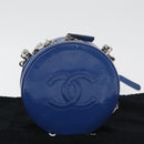 CHANEL Matelasse Chain Shoulder Bag Patent leather Blue Silver CC Auth 179626SAM-12