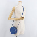 CHANEL Matelasse Chain Shoulder Bag Patent leather Blue Silver CC Auth 179626SAM-24