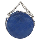 CHANEL Matelasse Chain Shoulder Bag Patent leather Blue Silver CC Auth 179626SAM-2