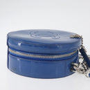 CHANEL Matelasse Chain Shoulder Bag Patent leather Blue Silver CC Auth 179626SAM-3