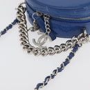 CHANEL Matelasse Chain Shoulder Bag Patent leather Blue Silver CC Auth 179626SAM-6