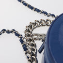 CHANEL Matelasse Chain Shoulder Bag Patent leather Blue Silver CC Auth 179626SAM-14