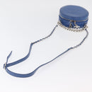 CHANEL Matelasse Chain Shoulder Bag Patent leather Blue Silver CC Auth 179626SAM-7