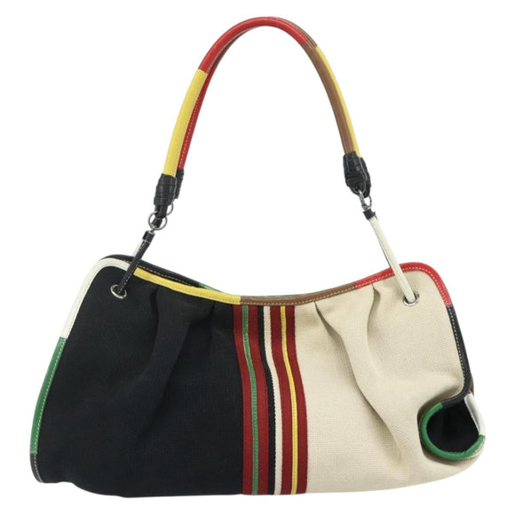 BOTTEGA VENETA Shoulder Bag Canvas Multicolor Silver Auth 179627A