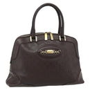 GUCCI GG Canvas Guccissima Hand Bag Leather Dark Brown Gold 145784 Auth 179628-1