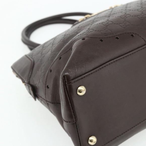 GUCCI GG Canvas Guccissima Hand Bag Leather Dark Brown Gold 145784 Auth 179628