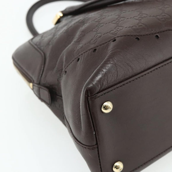 GUCCI GG Canvas Guccissima Hand Bag Leather Dark Brown Gold 145784 Auth 179628