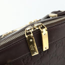 GUCCI GG Canvas Guccissima Hand Bag Leather Dark Brown Gold 145784 Auth 179628-14