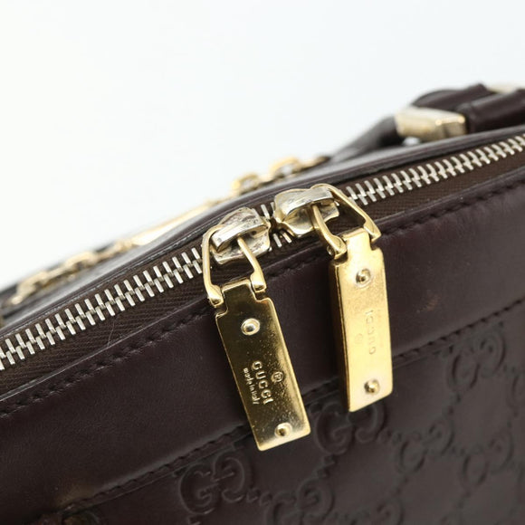 GUCCI GG Canvas Guccissima Hand Bag Leather Dark Brown Gold 145784 Auth 179628