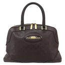 GUCCI GG Canvas Guccissima Hand Bag Leather Dark Brown Gold 145784 Auth 179628-2
