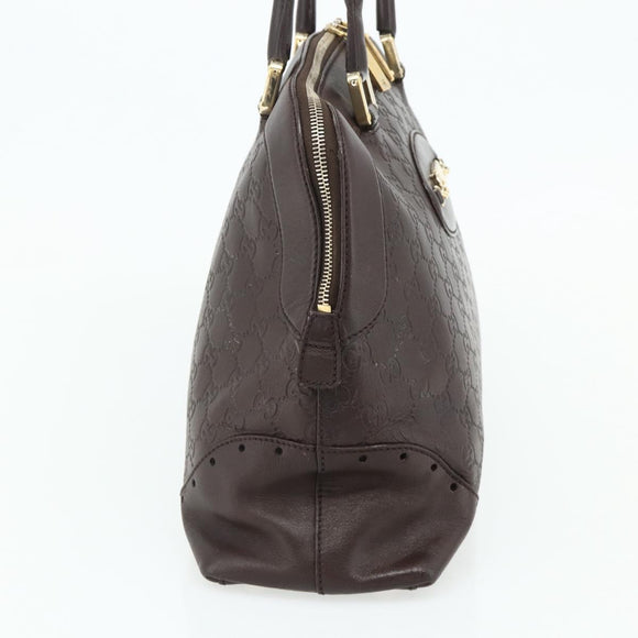 GUCCI GG Canvas Guccissima Hand Bag Leather Dark Brown Gold 145784 Auth 179628