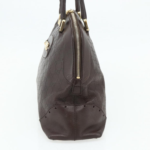GUCCI GG Canvas Guccissima Hand Bag Leather Dark Brown Gold 145784 Auth 179628