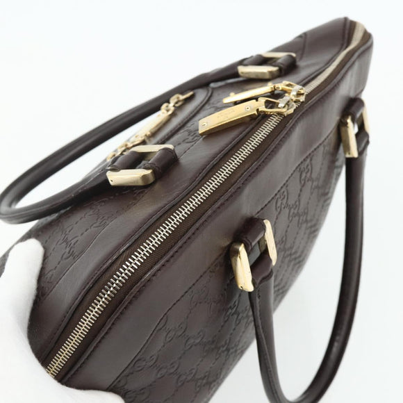 GUCCI GG Canvas Guccissima Hand Bag Leather Dark Brown Gold 145784 Auth 179628