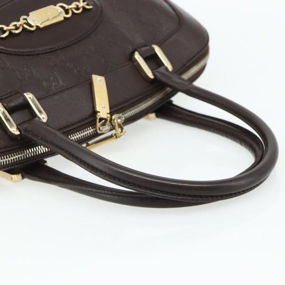 GUCCI GG Canvas Guccissima Hand Bag Leather Dark Brown Gold 145784 Auth 179628