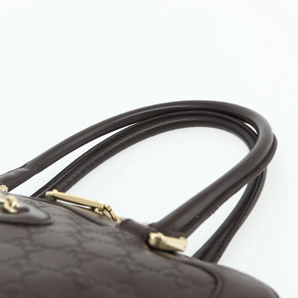 GUCCI GG Canvas Guccissima Hand Bag Leather Dark Brown Gold 145784 Auth 179628