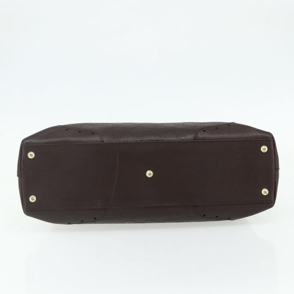 GUCCI GG Canvas Guccissima Hand Bag Leather Dark Brown Gold 145784 Auth 179628