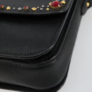 Miu Miu Shoulder Bag Leather Black Gold Auth 179629A-10