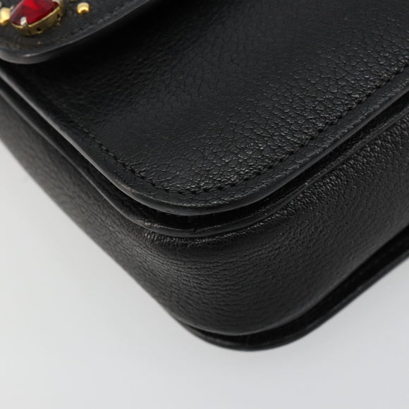 Miu Miu Shoulder Bag Leather Black Gold Auth 179629A