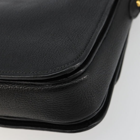 Miu Miu Shoulder Bag Leather Black Gold Auth 179629A